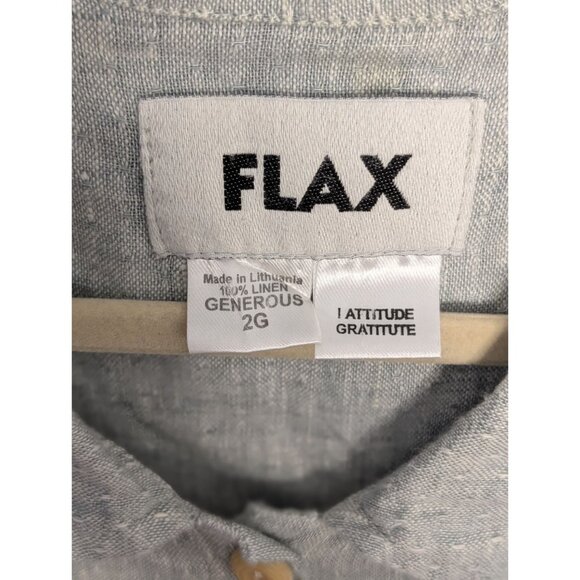 Flax Generous 2G Womens Button-Down Shirt 100% Linen Gray Long Sleeve - Picture 3 of 15